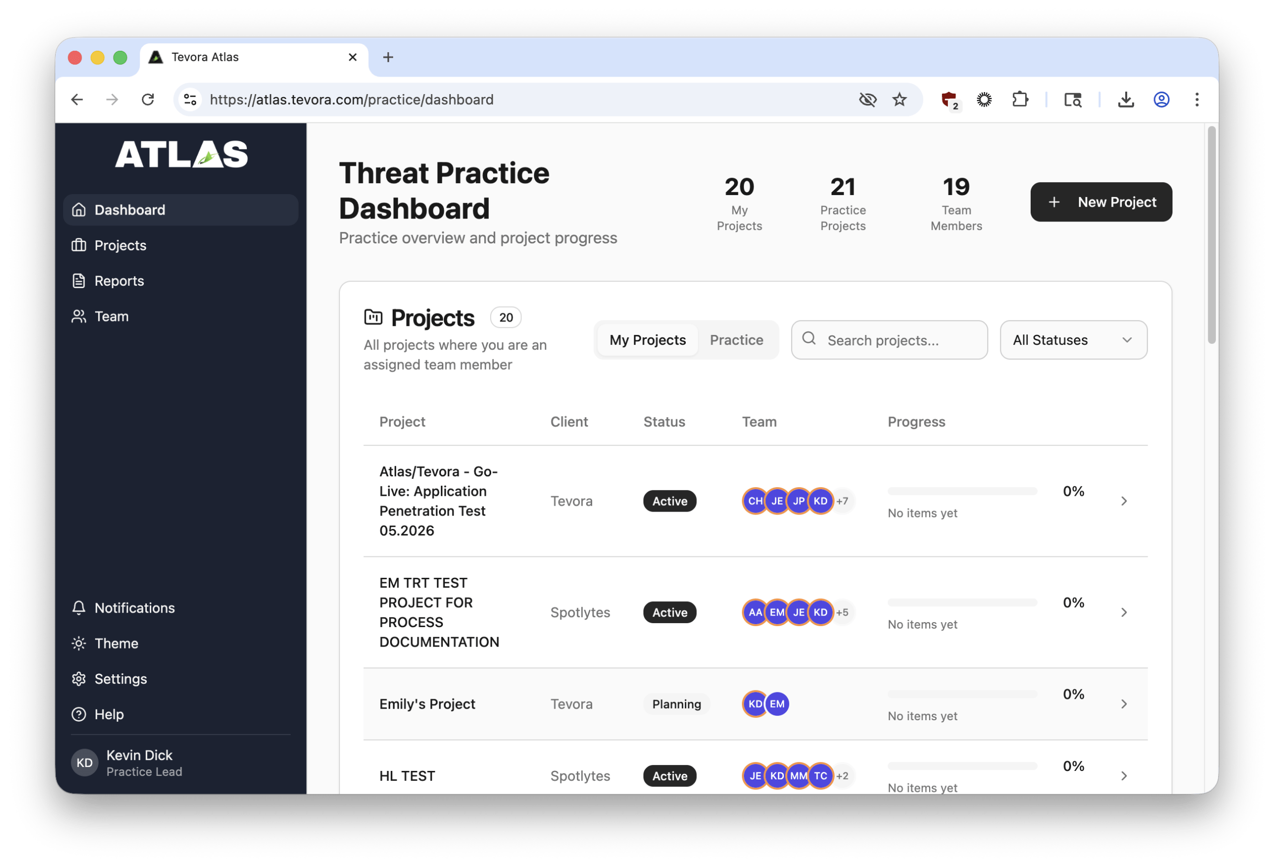 Screenshot of Continuous Pentesting in Atlas by Tevora